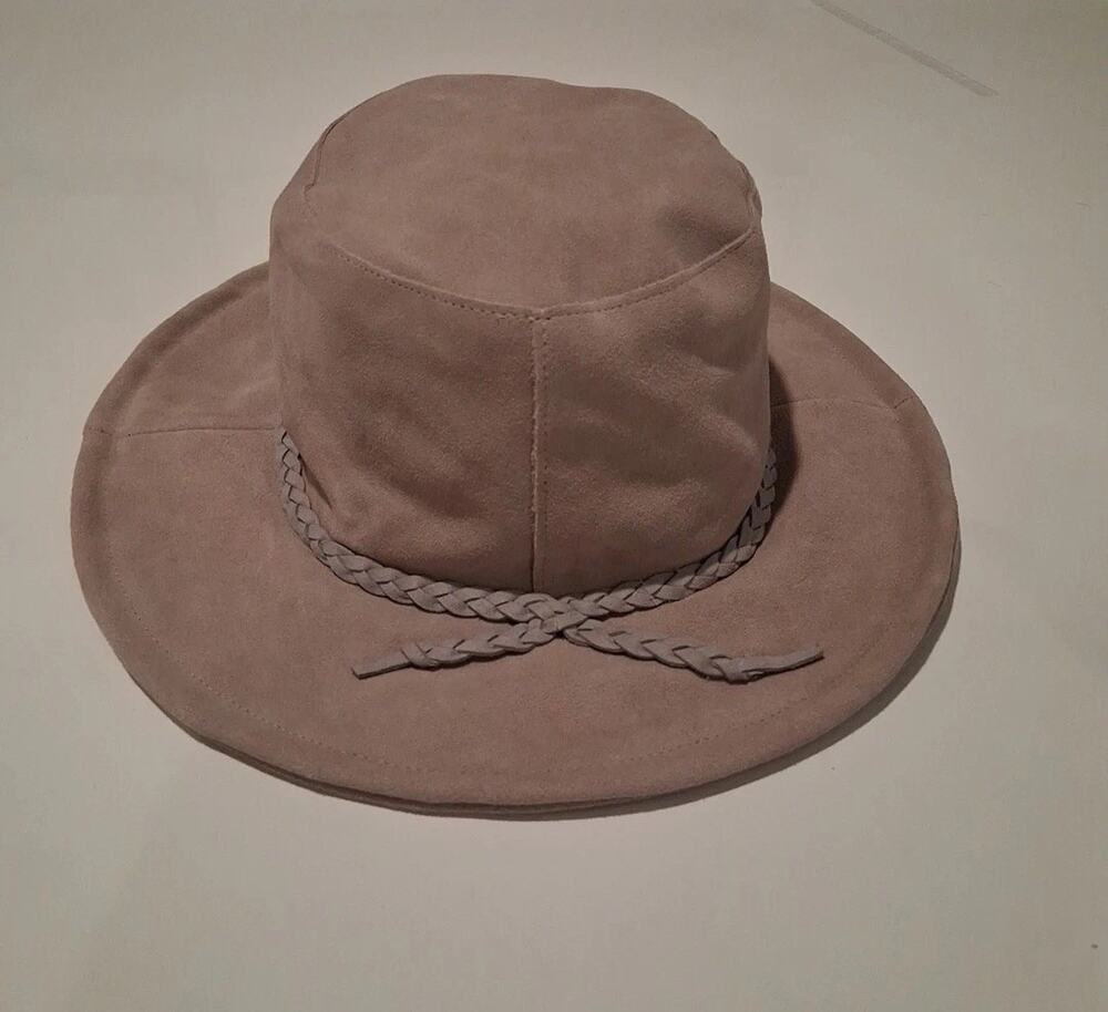 Free People 100% Genuine Leather Hat Women's One Size OS UT Gray Boho Chic
